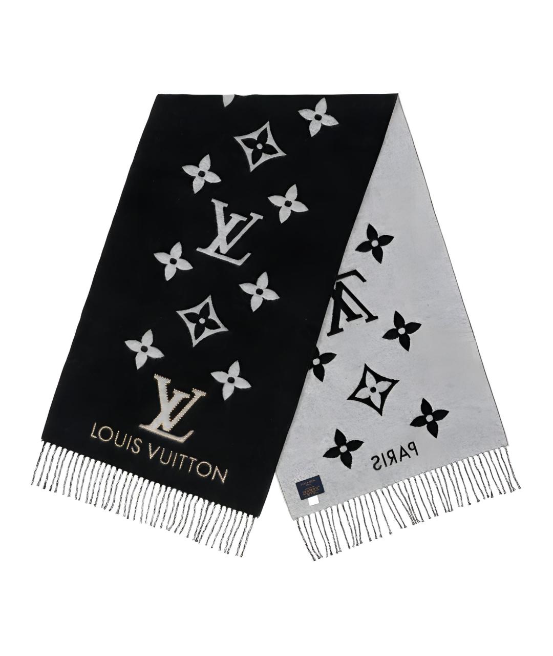 LOUIS VUITTON Черный кашемировый шарф, фото 1
