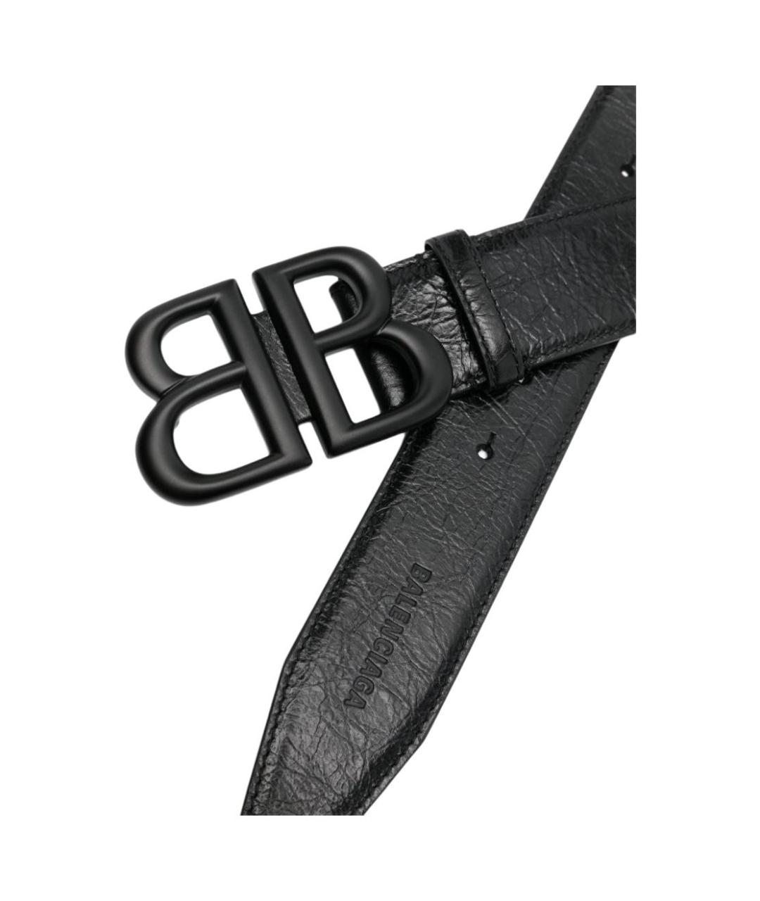 BALENCIAGA Черный кожаный ремень, фото 4