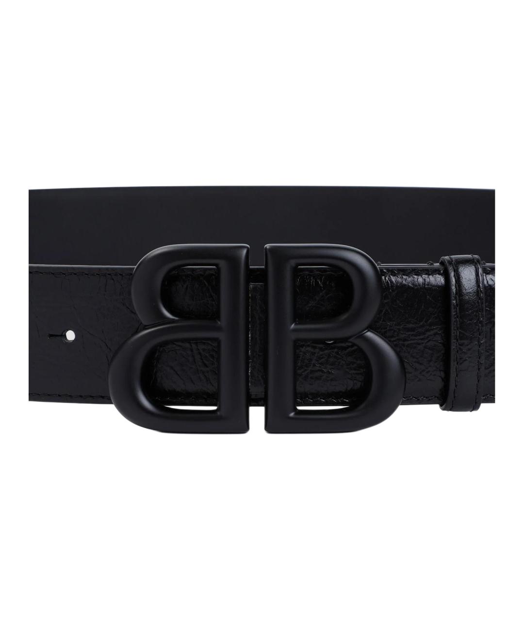 BALENCIAGA Черный кожаный ремень, фото 3