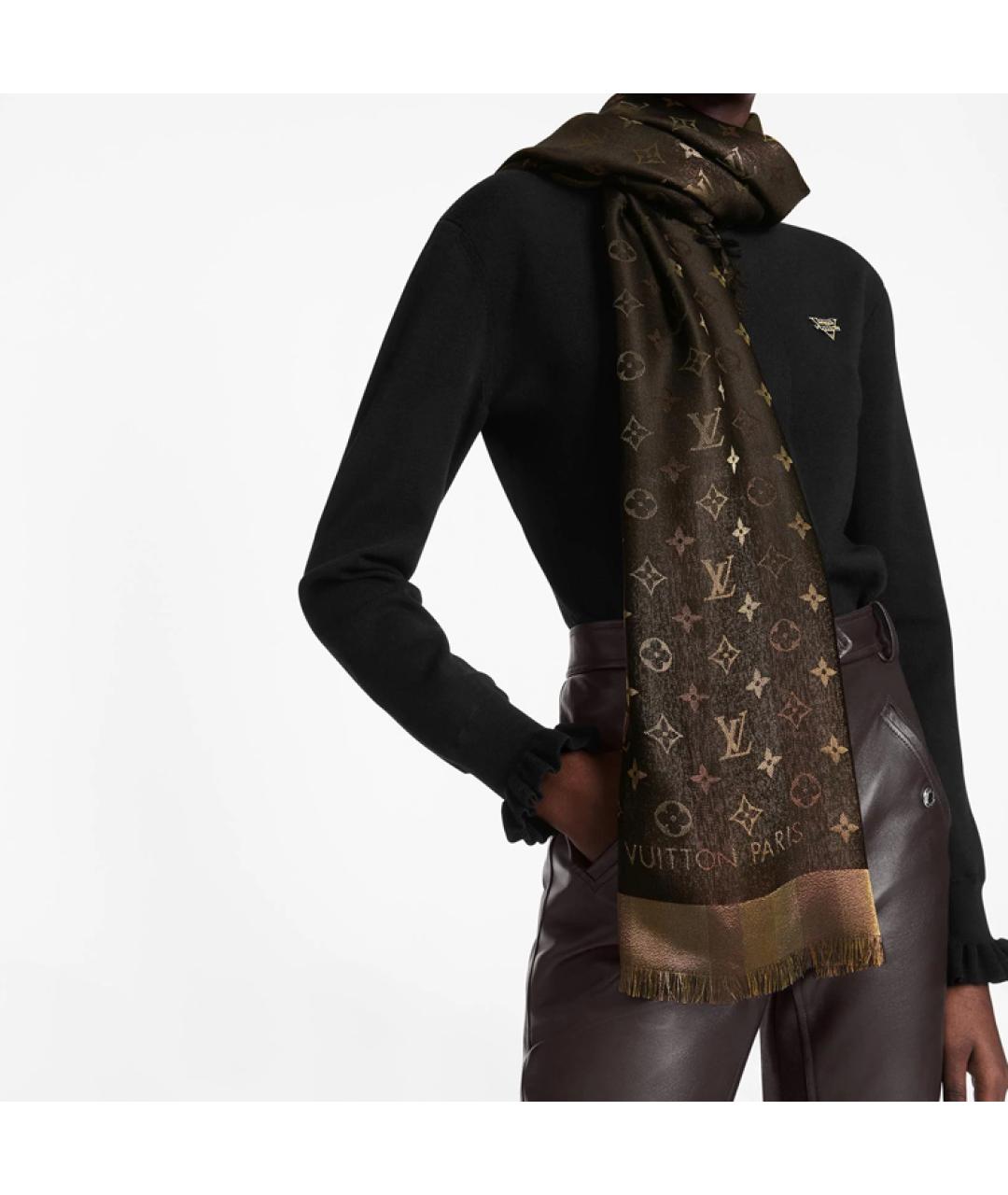 LOUIS VUITTON Коричневый шарф, фото 4