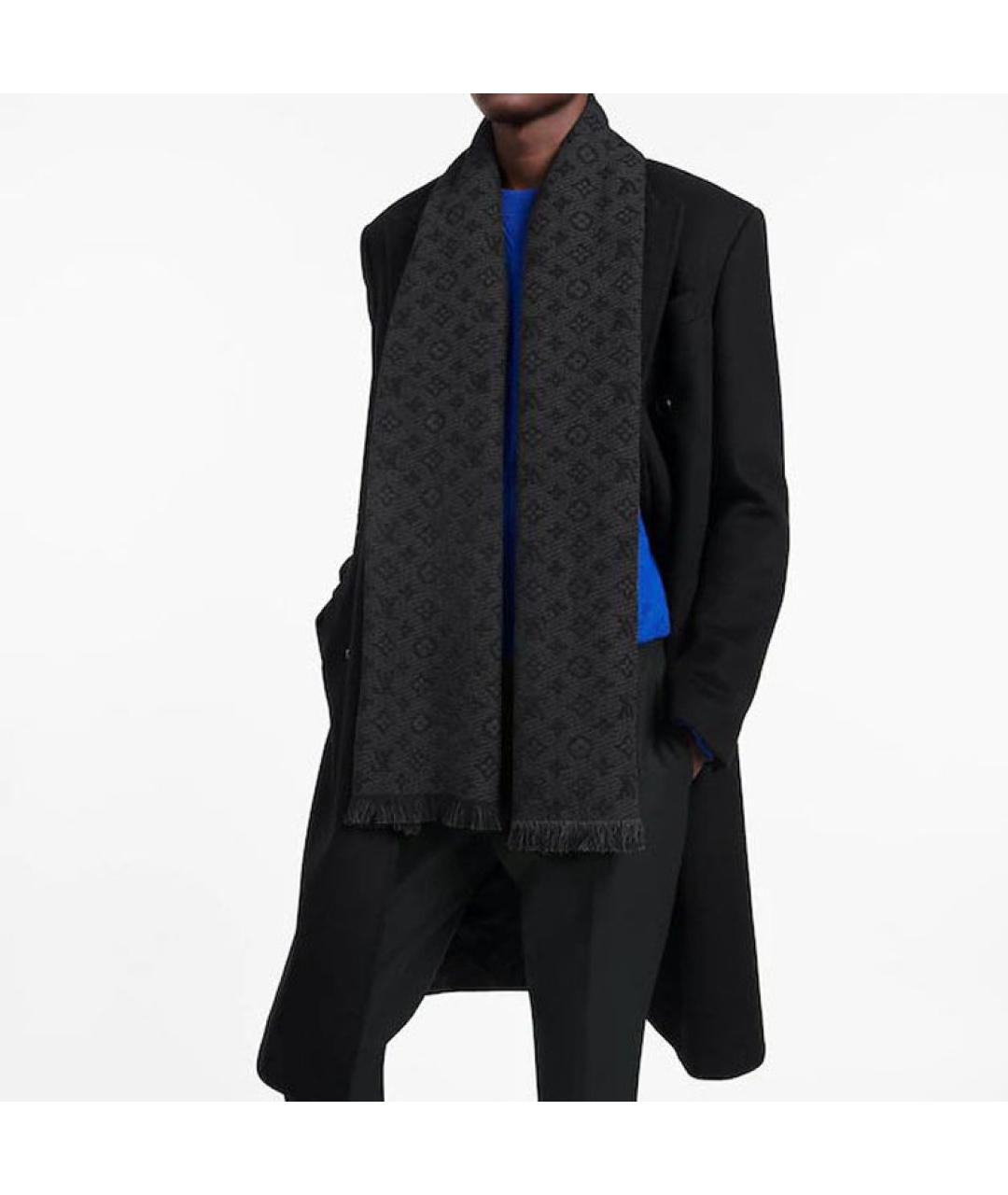 LOUIS VUITTON Черный шарф, фото 3