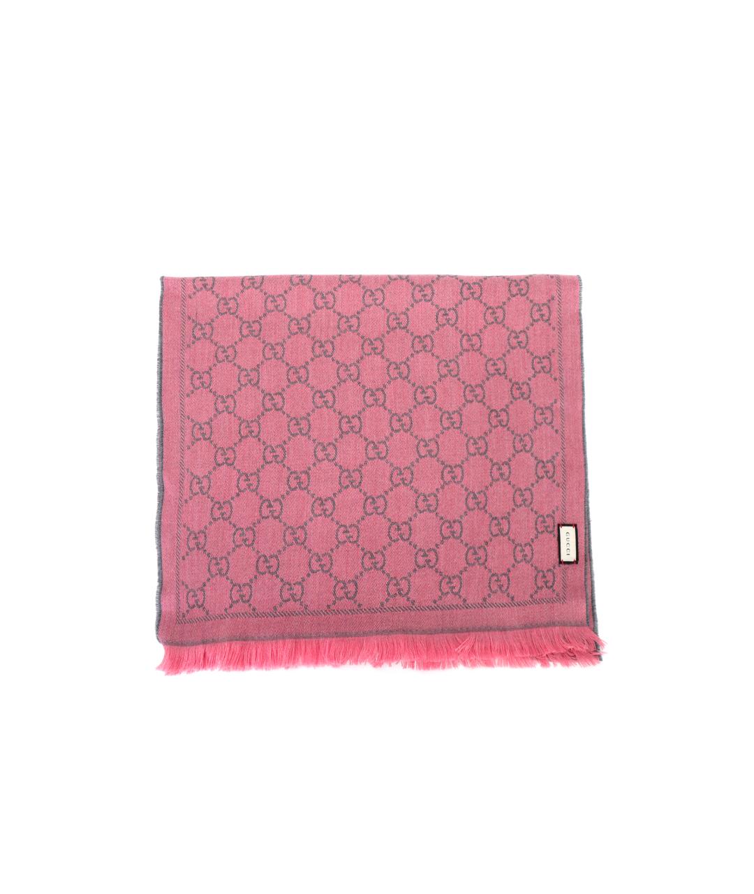 GUCCI Розовый шерстяной шарф, фото 2