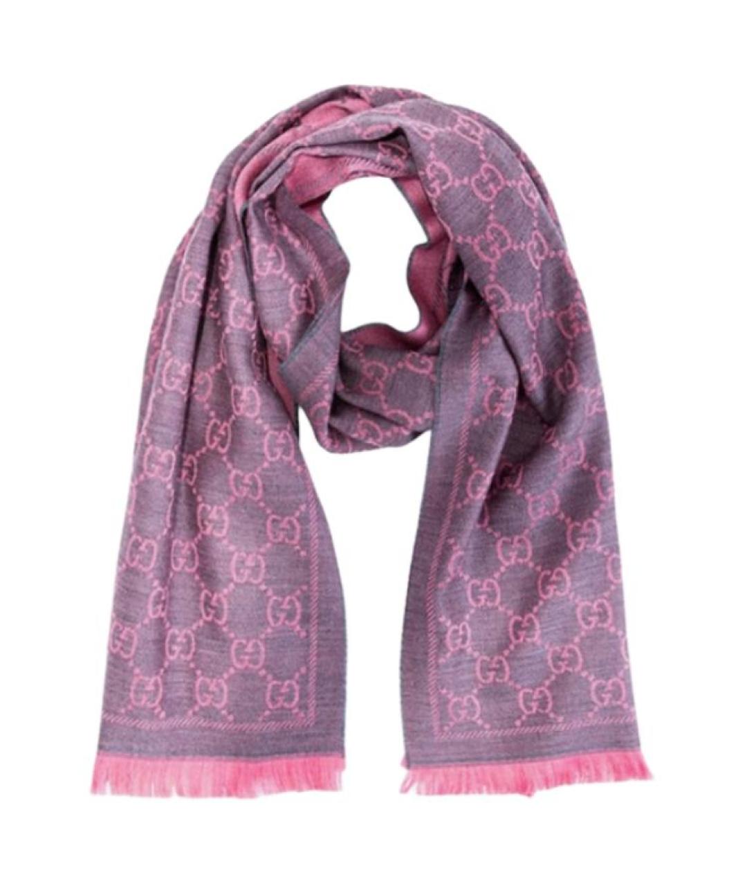 GUCCI Розовый шерстяной шарф, фото 1