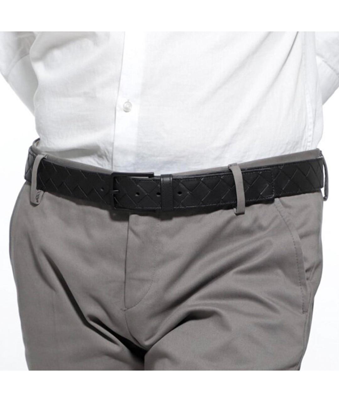 BOTTEGA VENETA Черный кожаный ремень, фото 5