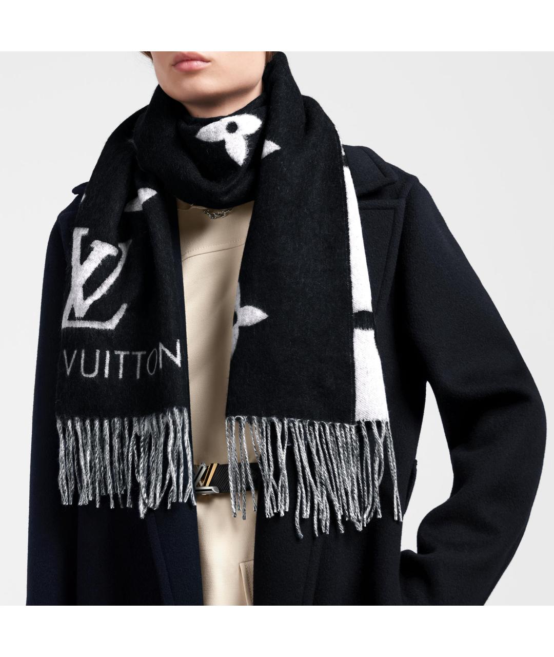 LOUIS VUITTON Черный шарф, фото 4
