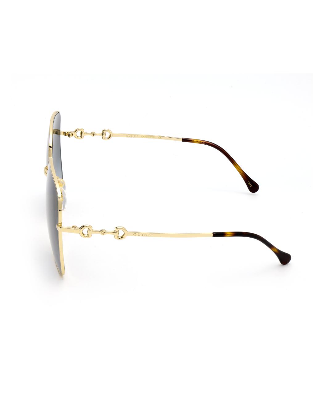 GUCCI Золотые металлические солнцезащитные очки, фото 3