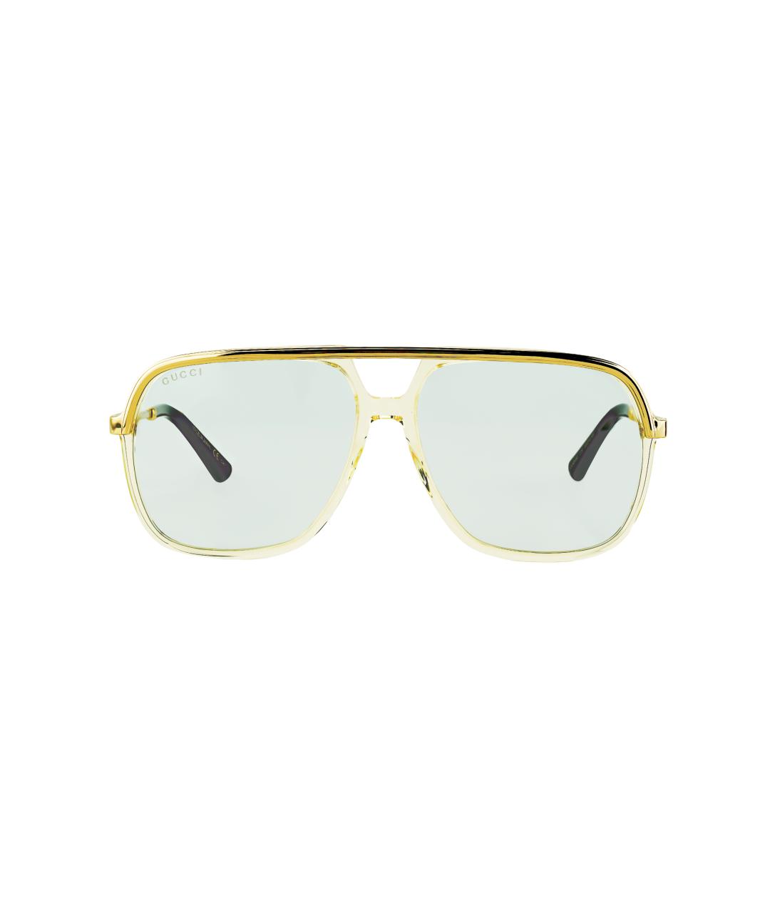 GUCCI Золотые металлические солнцезащитные очки, фото 2