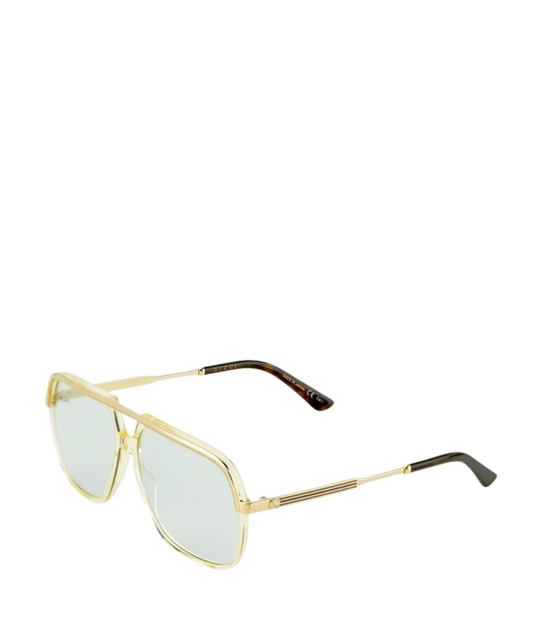 GUCCI Золотые металлические солнцезащитные очки, фото 1