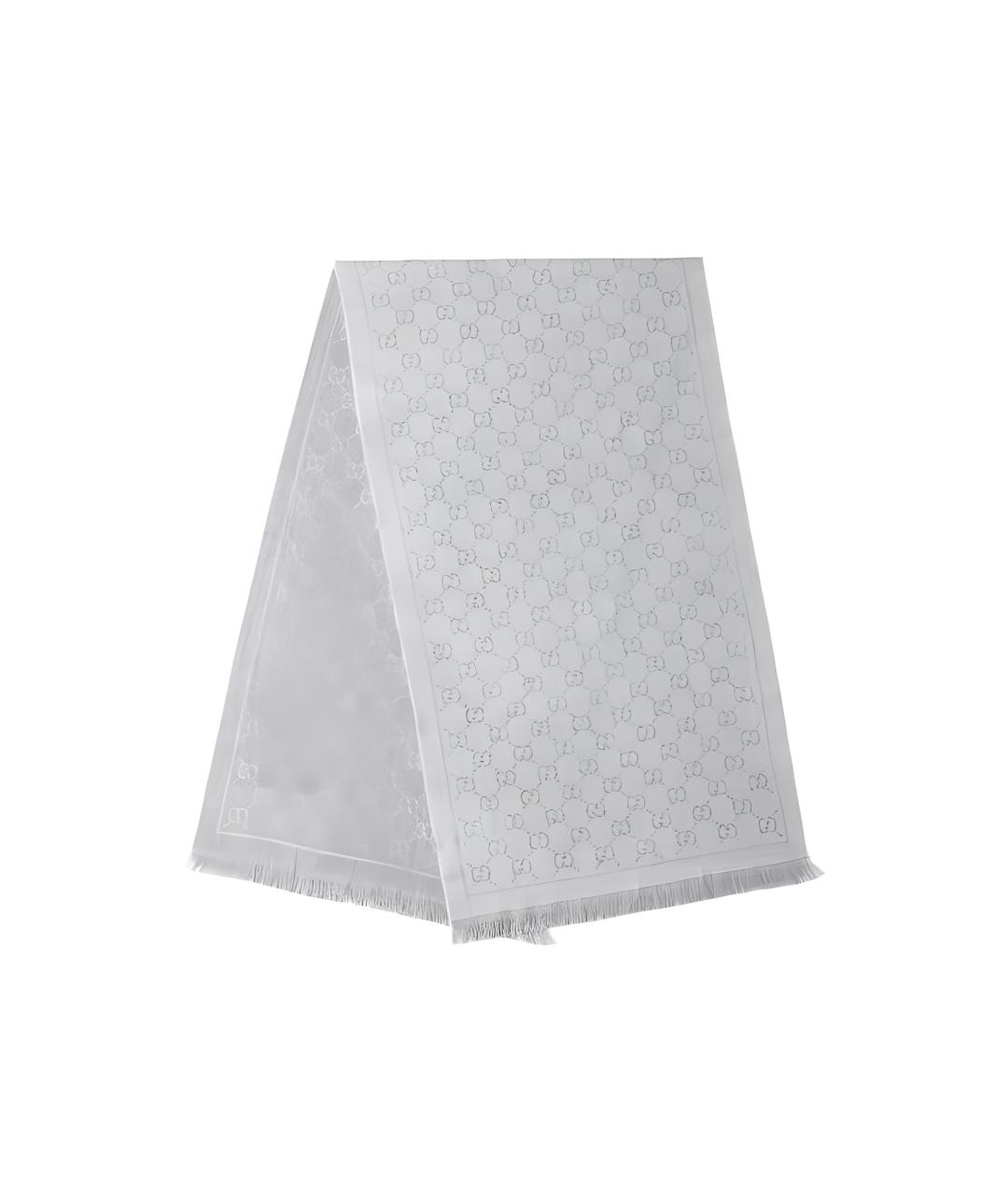 GUCCI Серый шерстяной шарф, фото 4