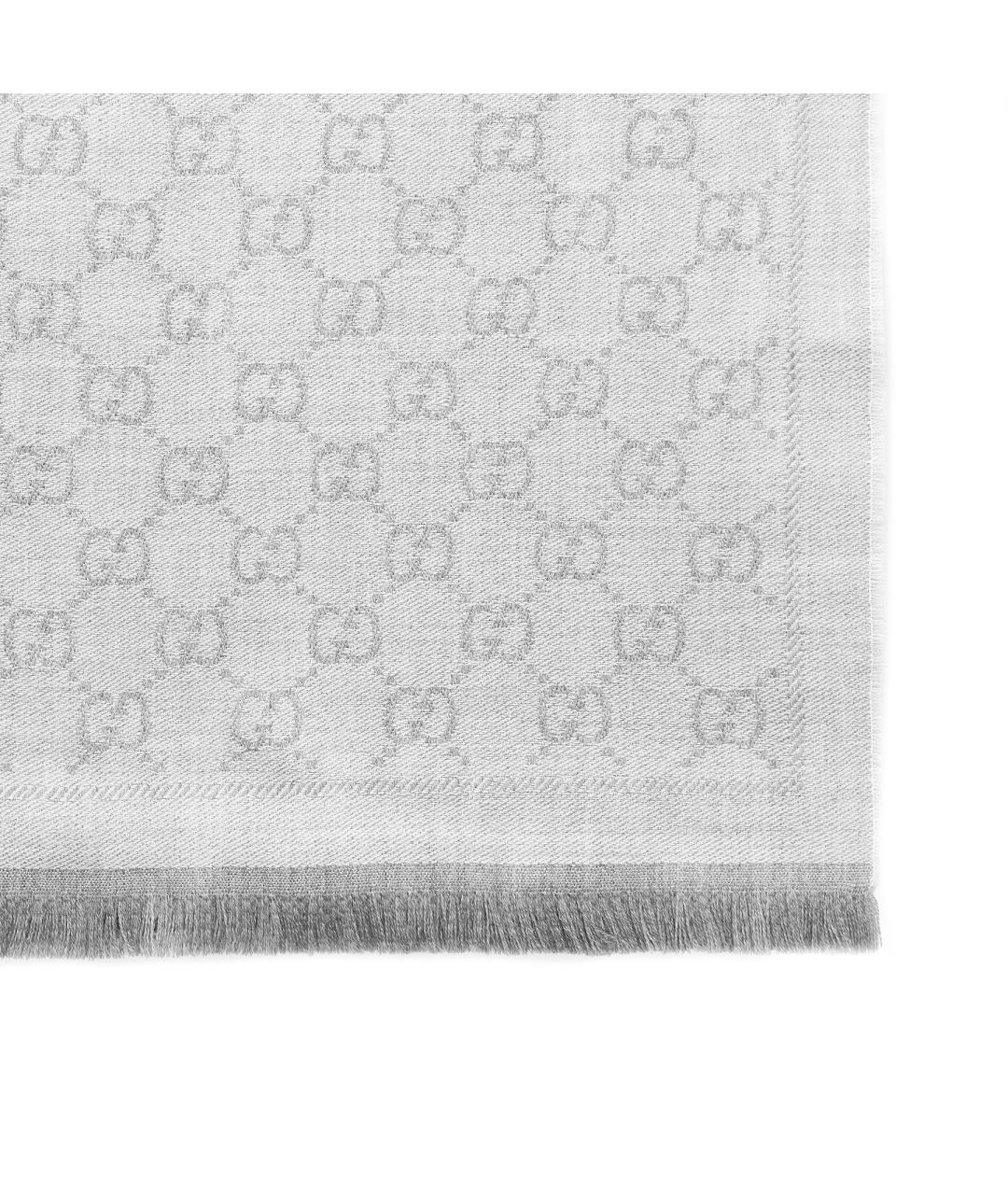 GUCCI Серый шерстяной шарф, фото 3