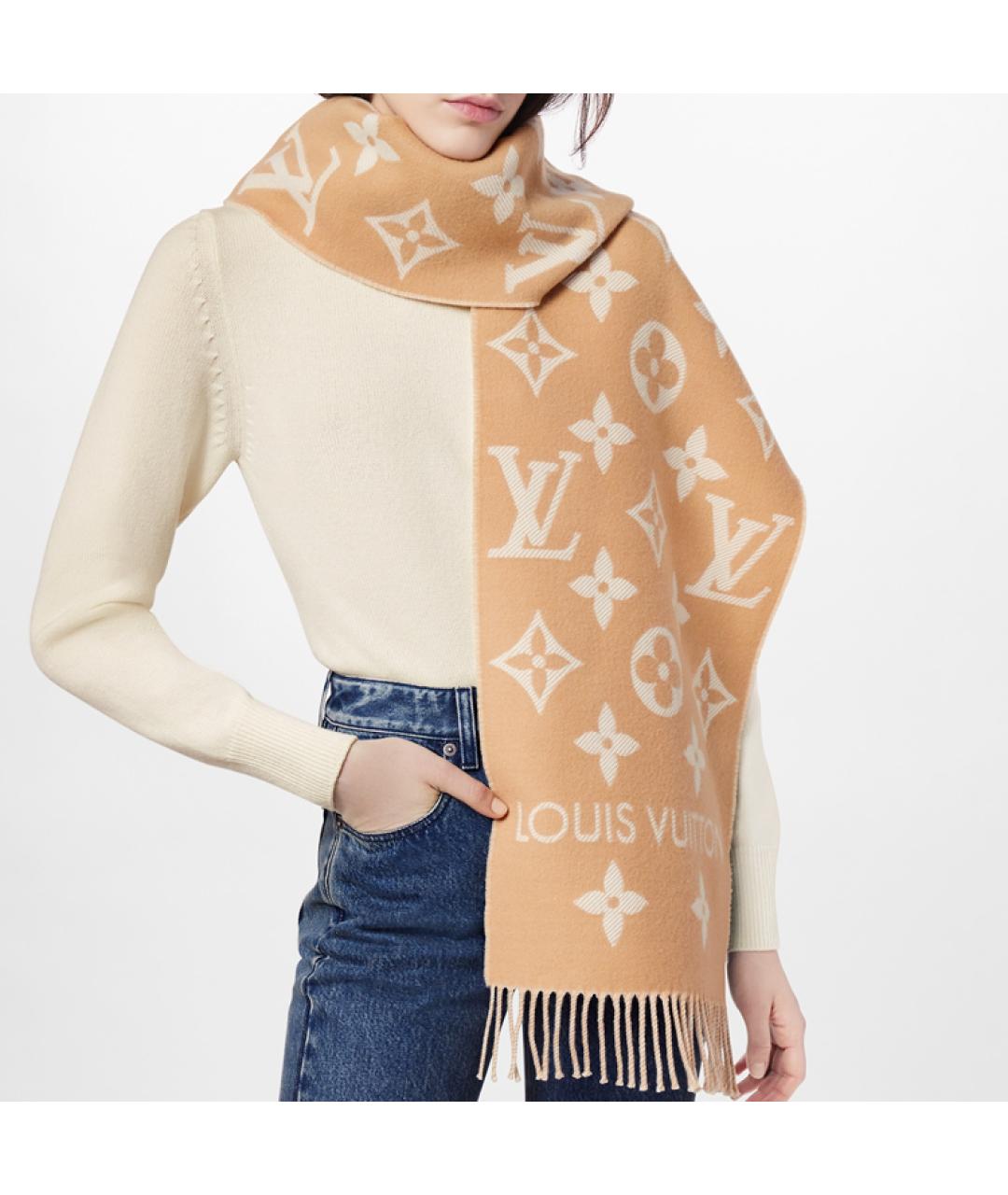 LOUIS VUITTON Коричневый шарф, фото 4