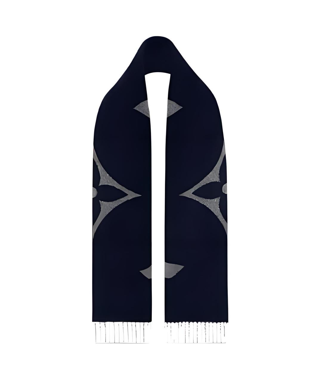 LOUIS VUITTON Темно-синий кашемировый шарф, фото 2