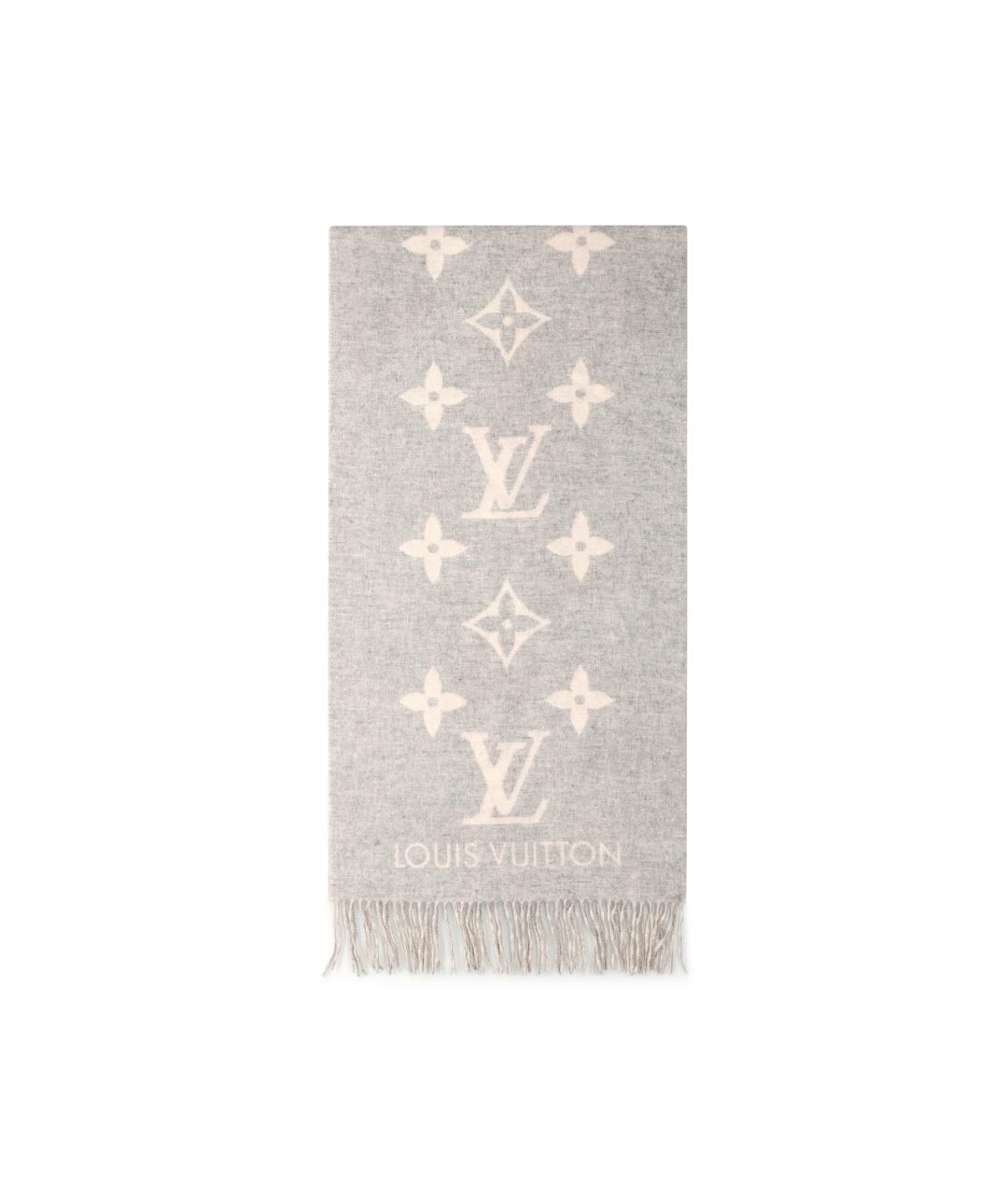 LOUIS VUITTON Серый шарф, фото 2