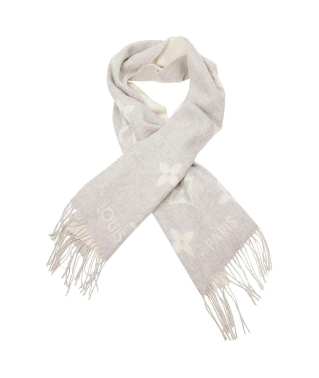 LOUIS VUITTON Серый шарф, фото 4