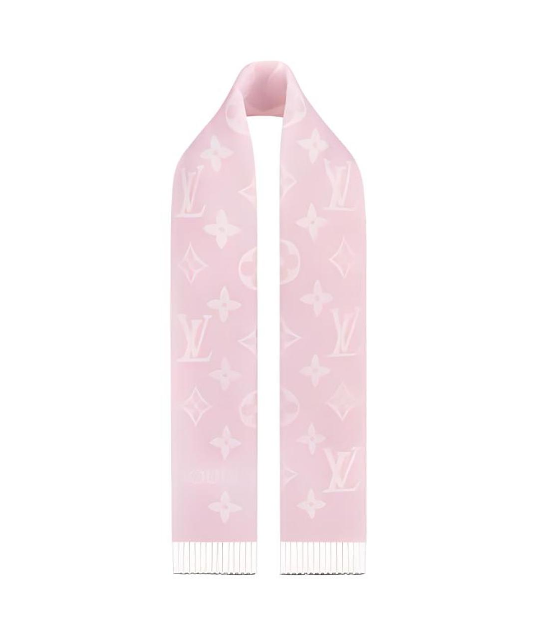 LOUIS VUITTON Розовый кашемировый шарф, фото 3