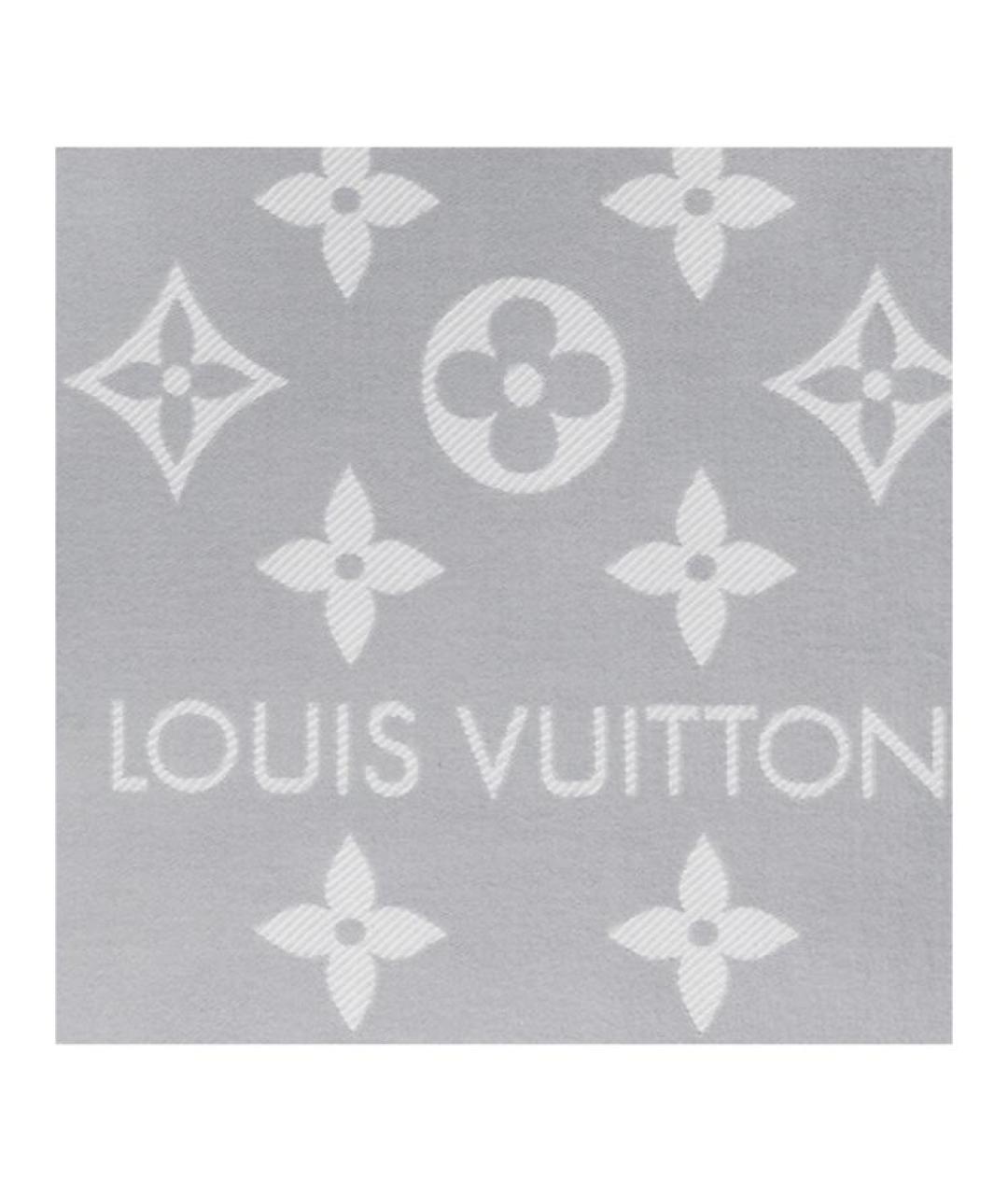 LOUIS VUITTON Серый шерстяной шарф, фото 3