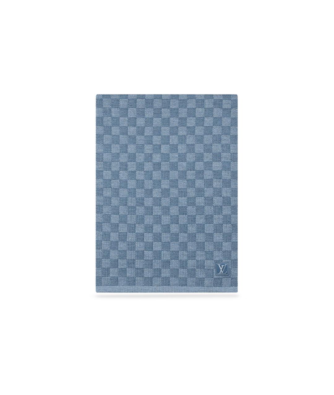 LOUIS VUITTON Голубой шерстяной шарф, фото 4