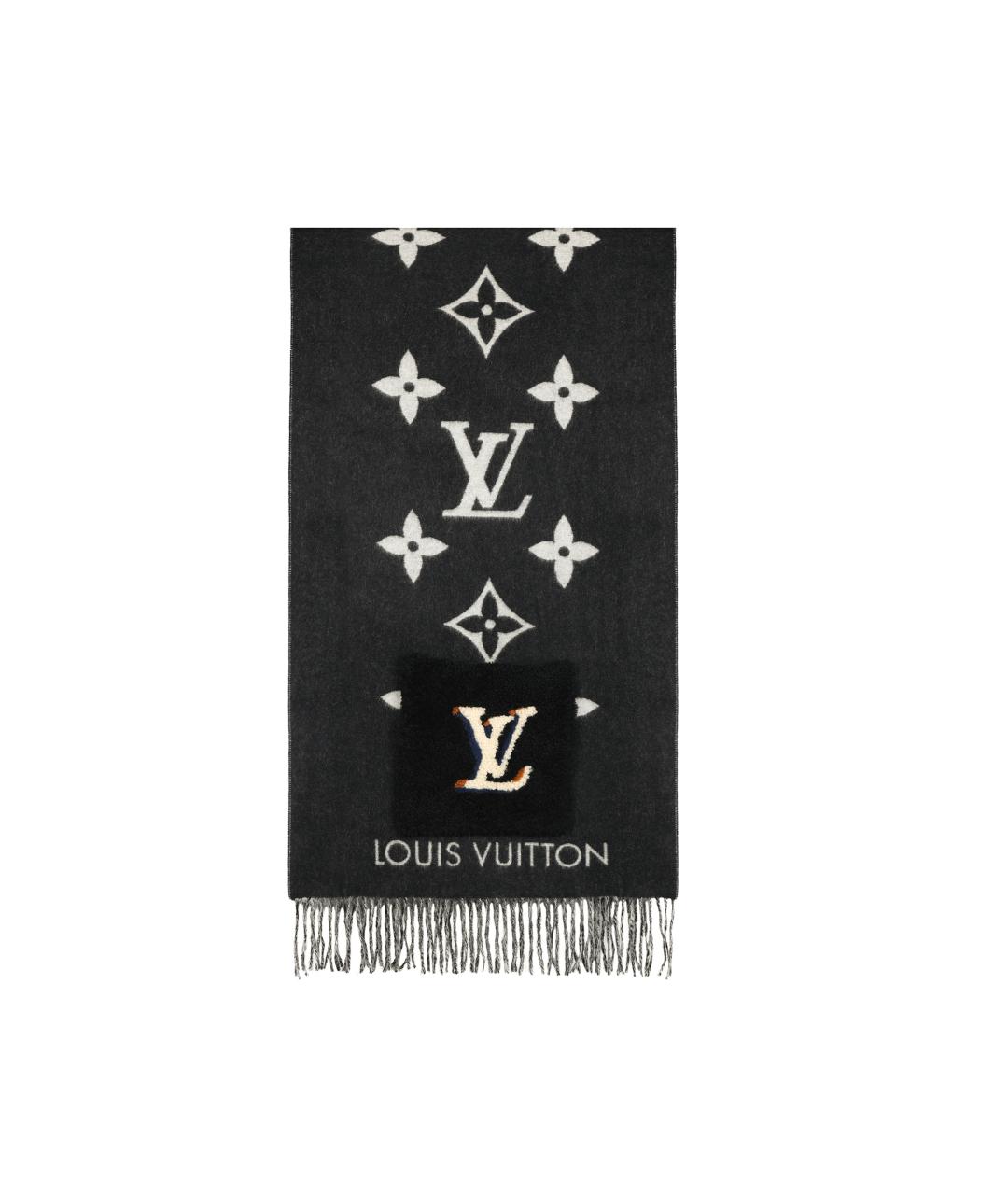 LOUIS VUITTON Черный кашемировый шарф, фото 1