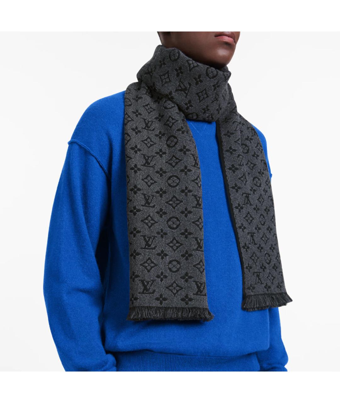 LOUIS VUITTON Серый шарф, фото 4