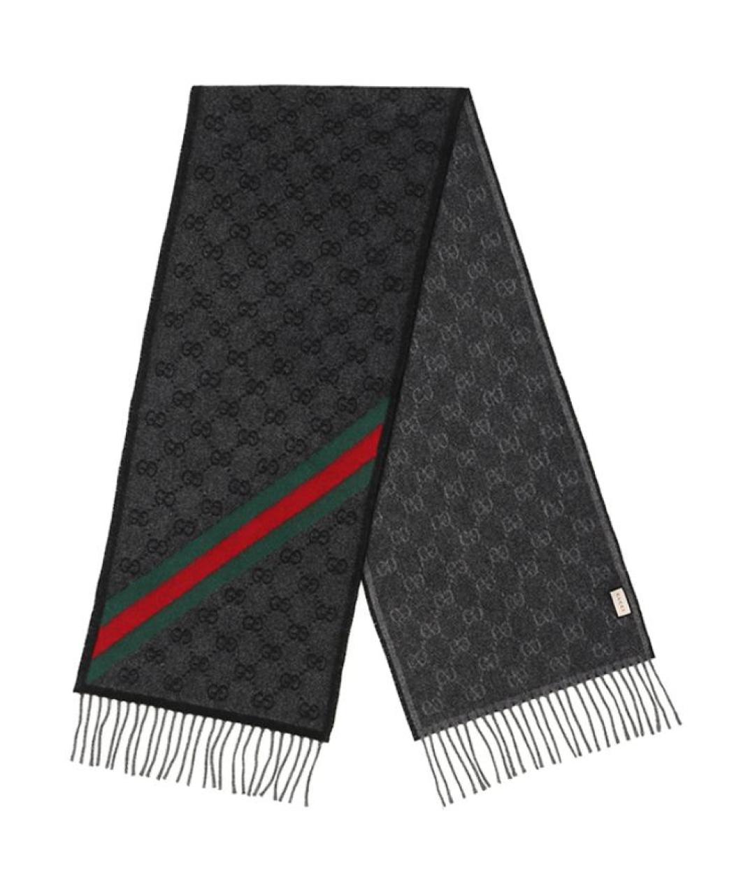 GUCCI Черный шарф, фото 2