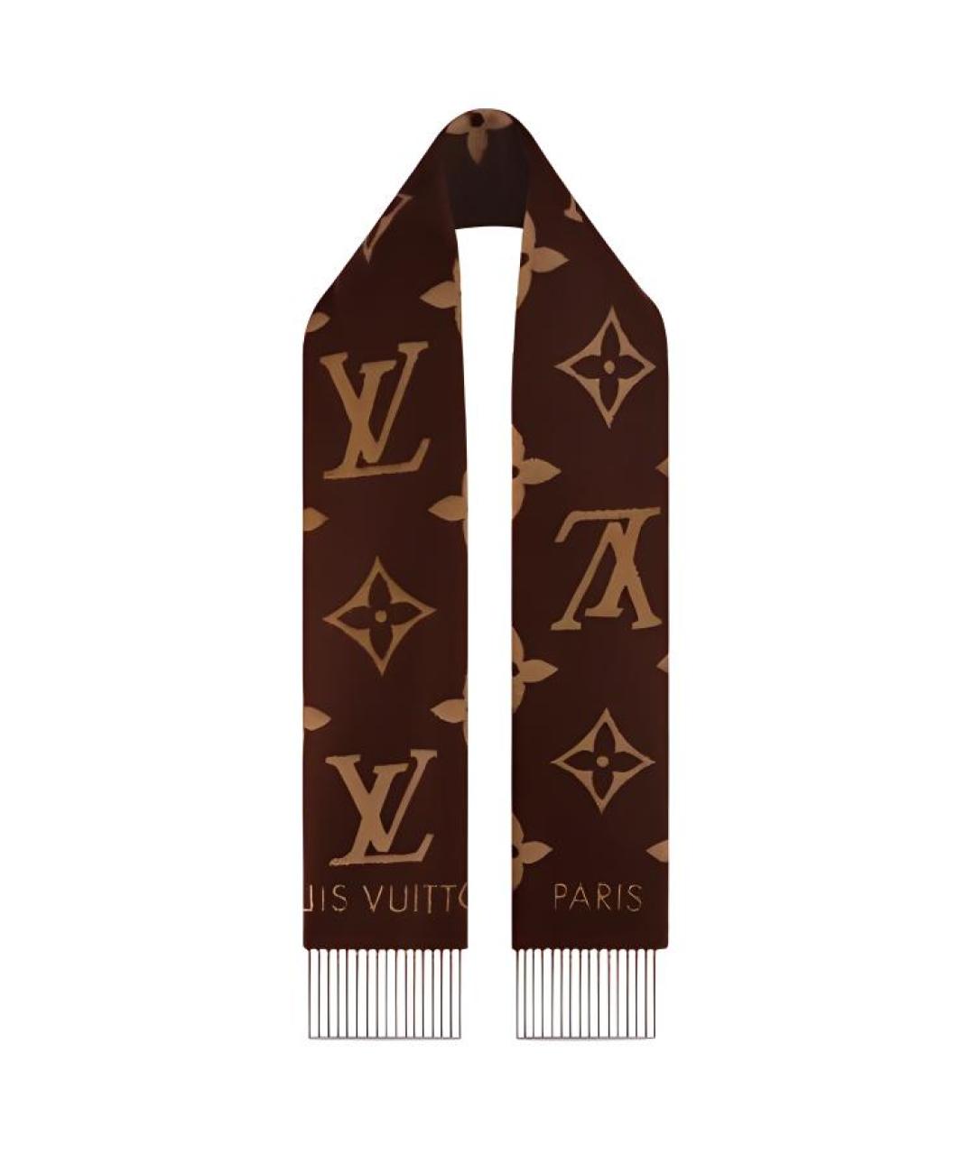 LOUIS VUITTON Коричневый шарф, фото 2