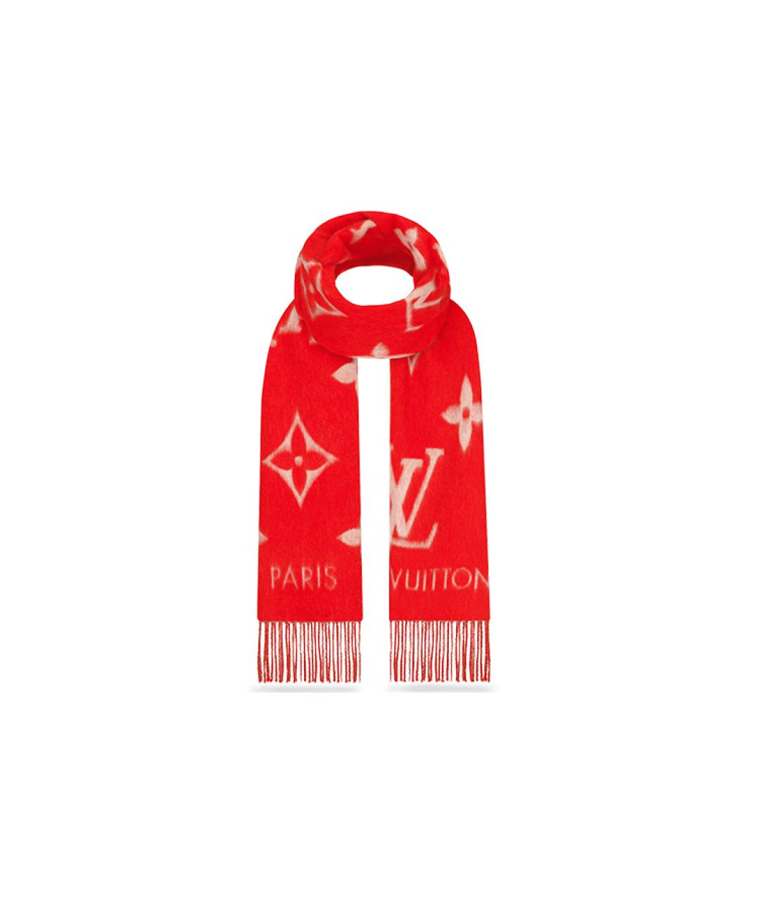 LOUIS VUITTON Красный кашемировый шарф, фото 3