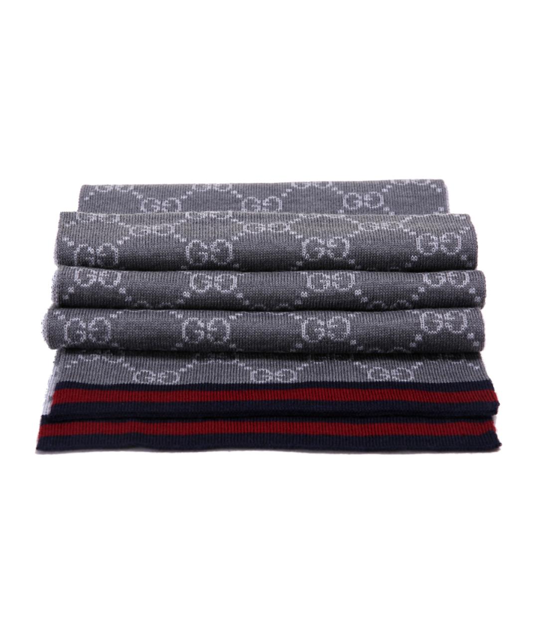 GUCCI Серый шарф, фото 5