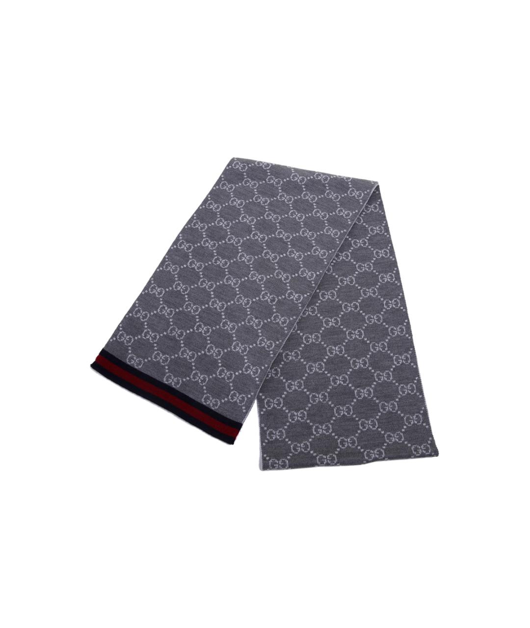 GUCCI Серый шарф, фото 3