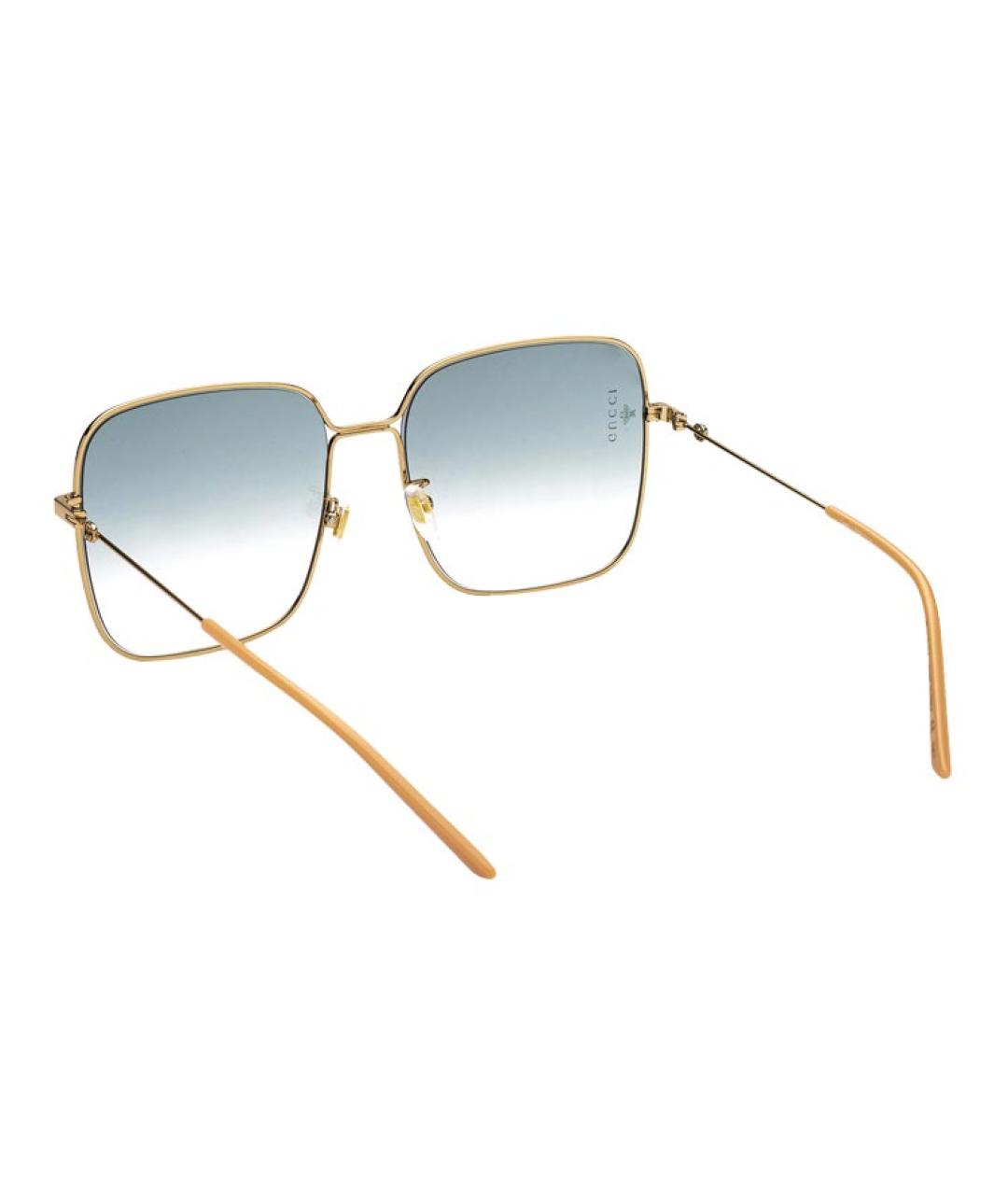 GUCCI Золотые металлические солнцезащитные очки, фото 4