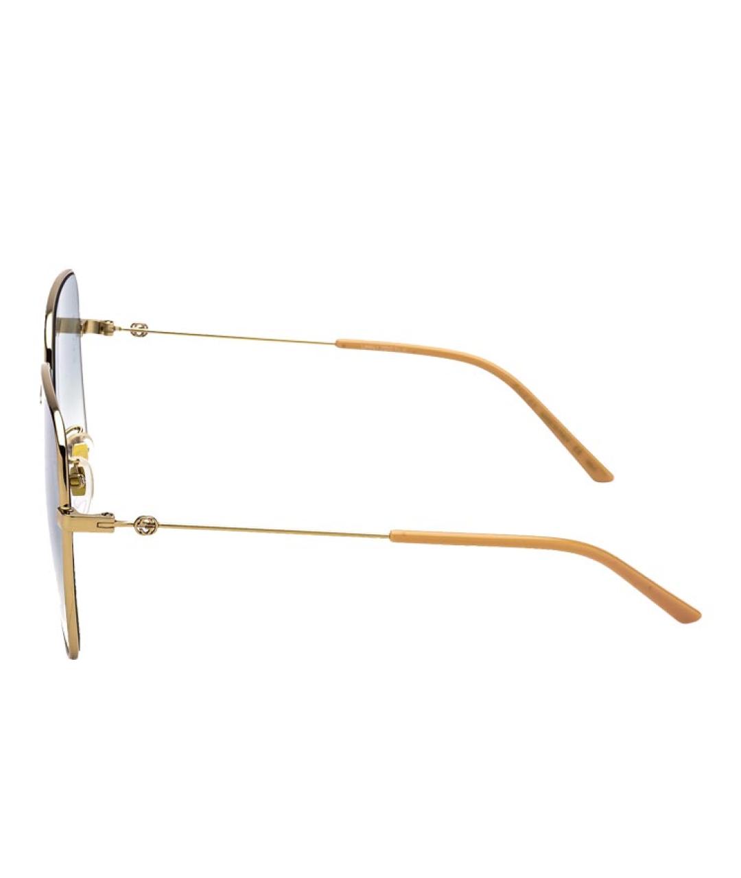 GUCCI Золотые металлические солнцезащитные очки, фото 3