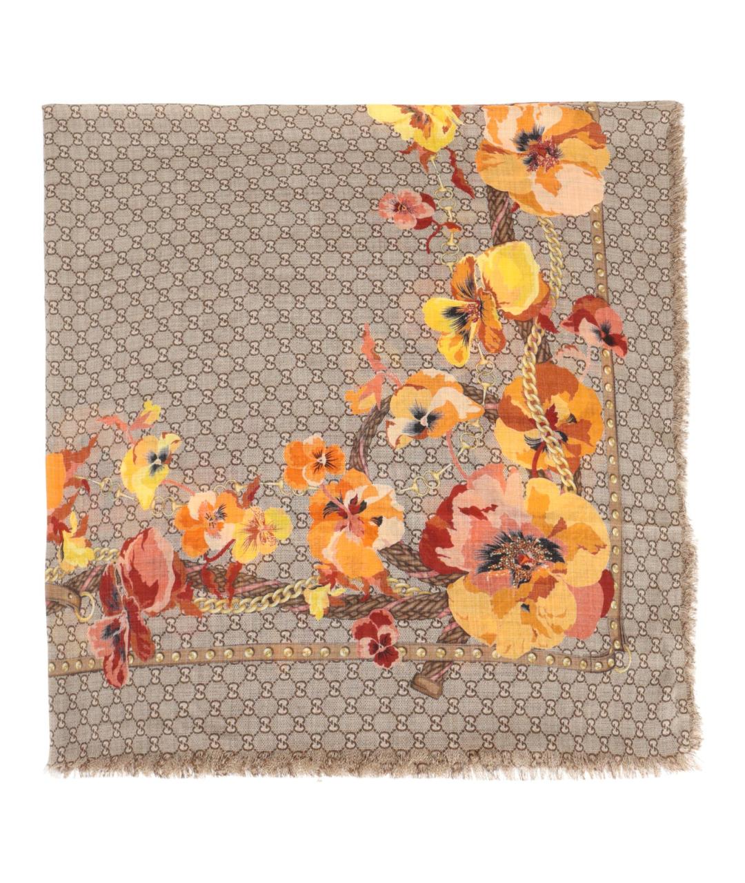 GUCCI Коричневый шерстяной шарф, фото 2