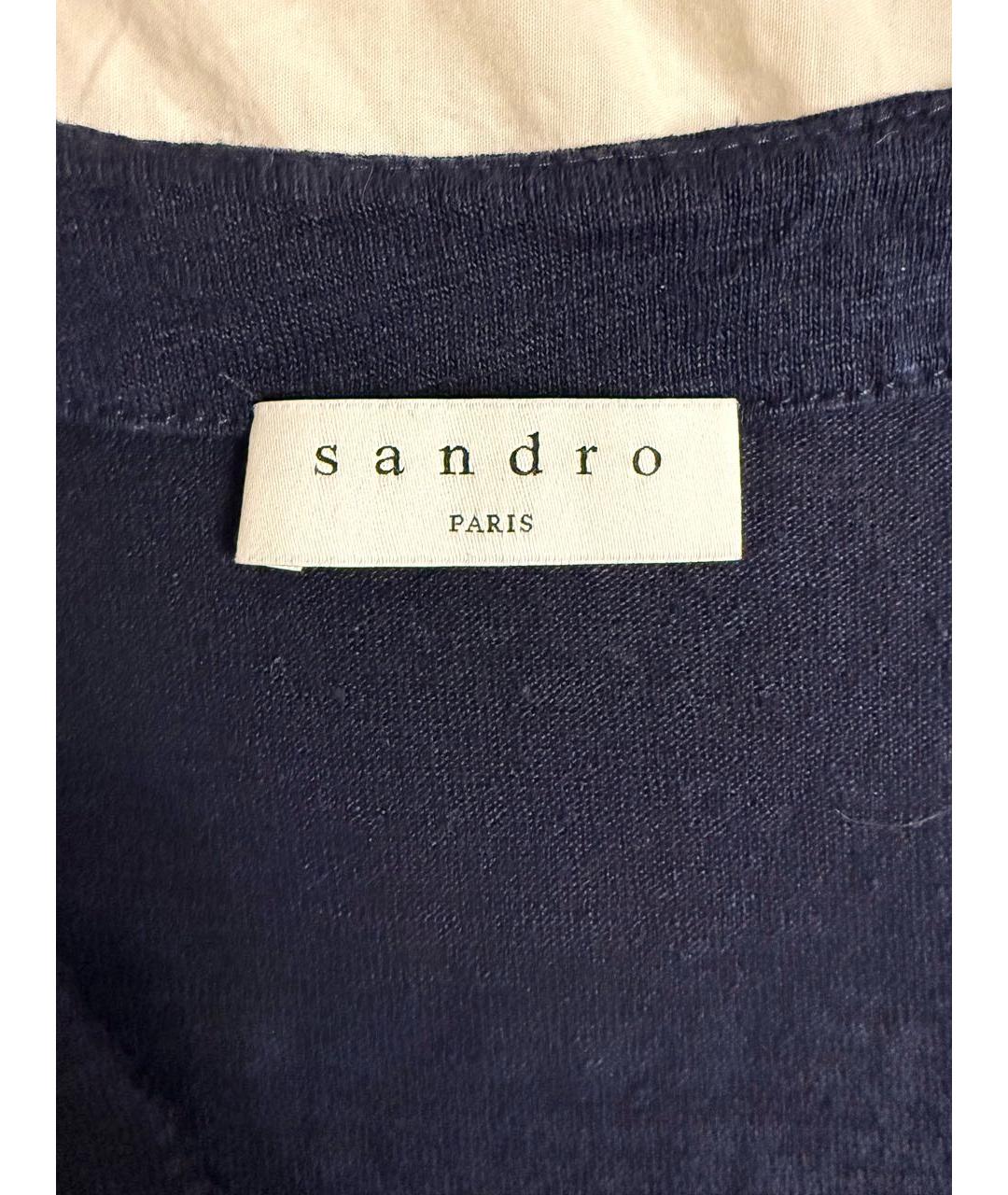 SANDRO Темно-синяя льняная футболка, фото 3