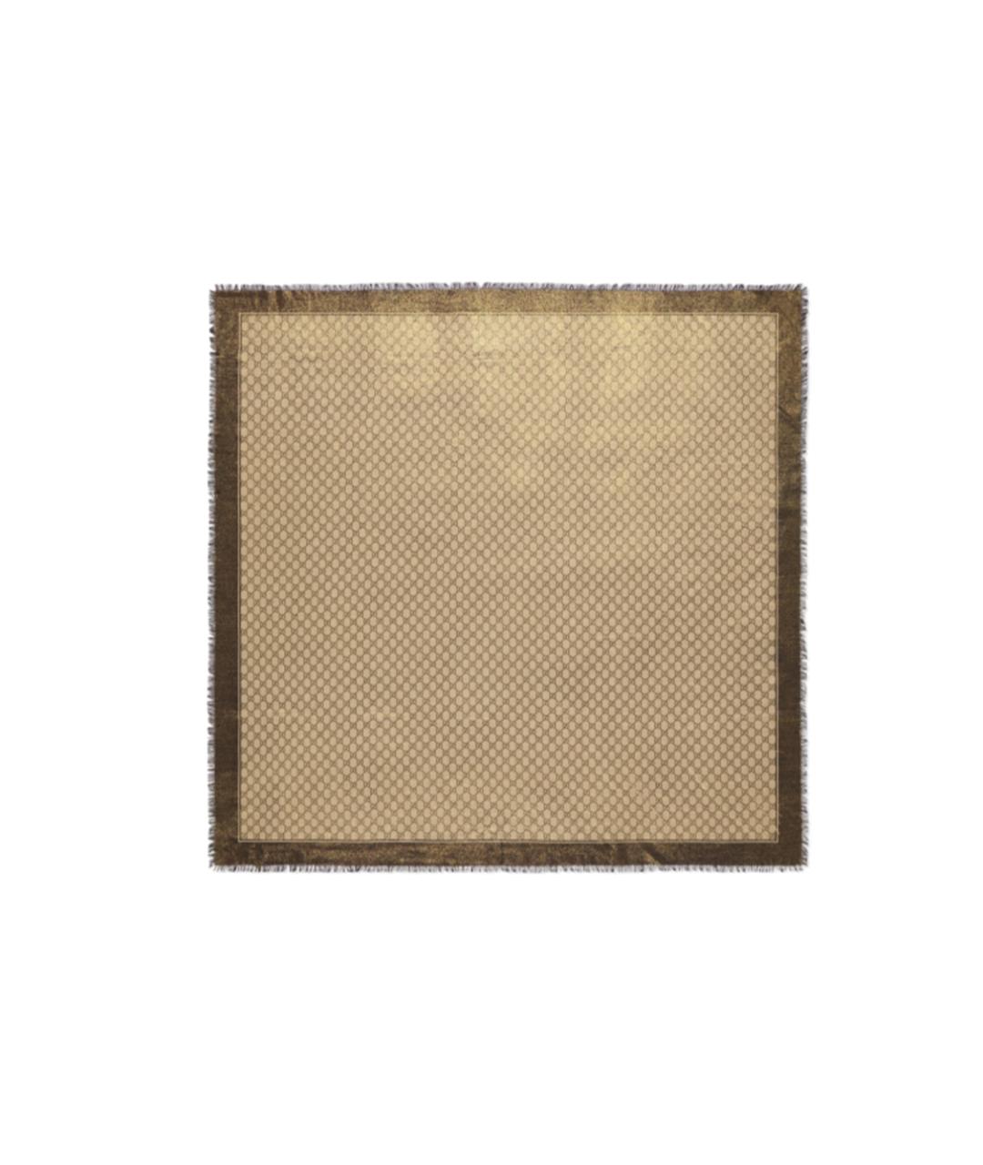 GUCCI Коричневый шерстяной шарф, фото 3