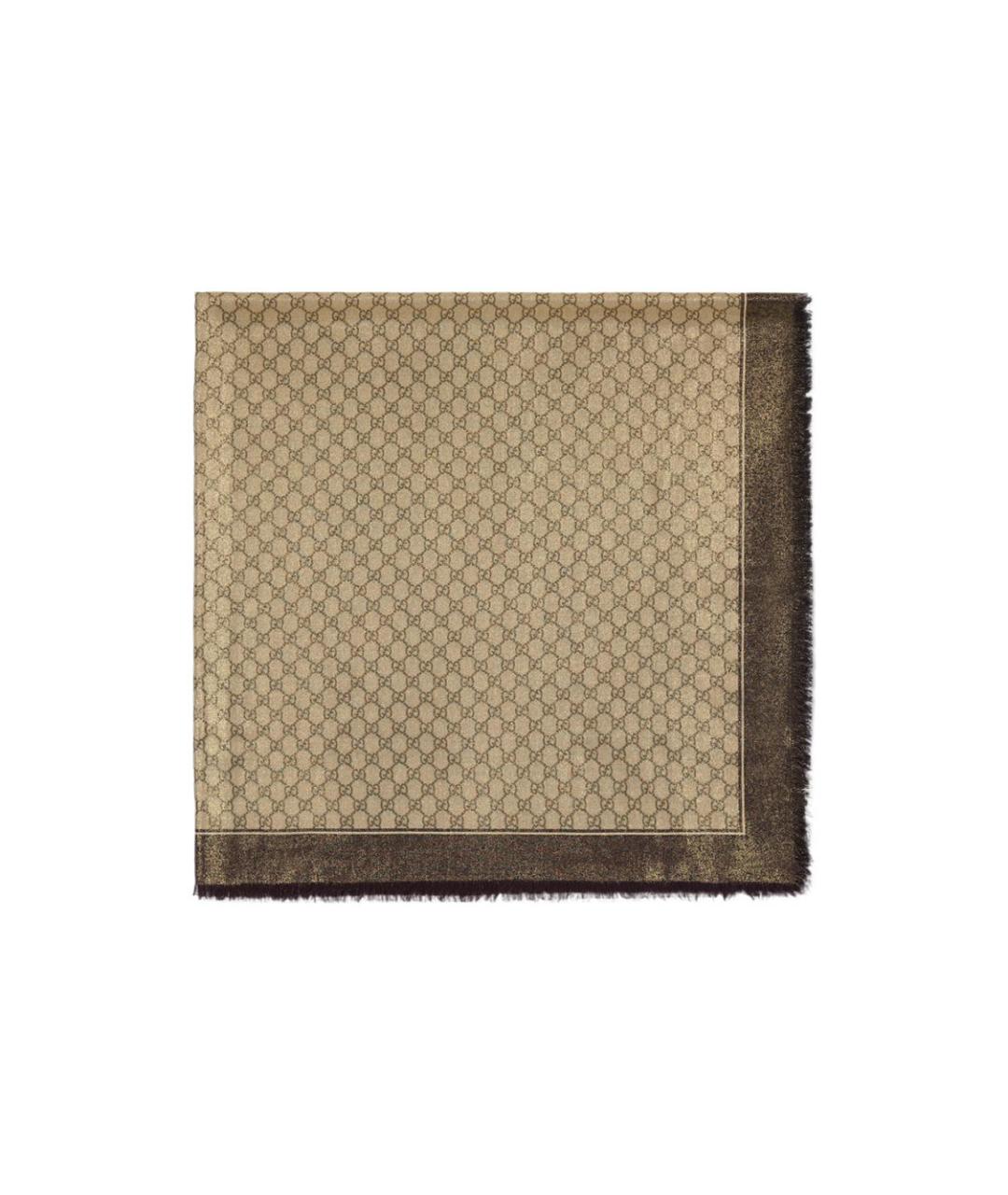 GUCCI Коричневый шерстяной шарф, фото 2