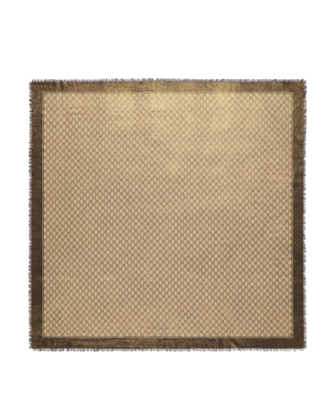 GUCCI Коричневый шерстяной шарф, фото 1