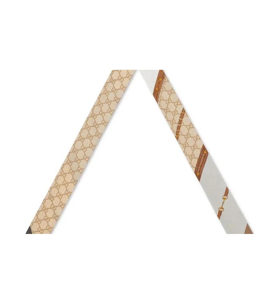 GUCCI Коричневый шелковый шарф, фото 2