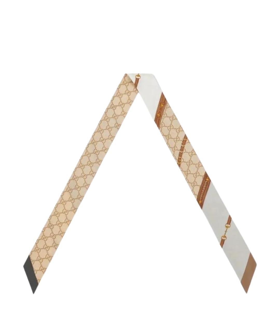 GUCCI Коричневый шелковый шарф, фото 1