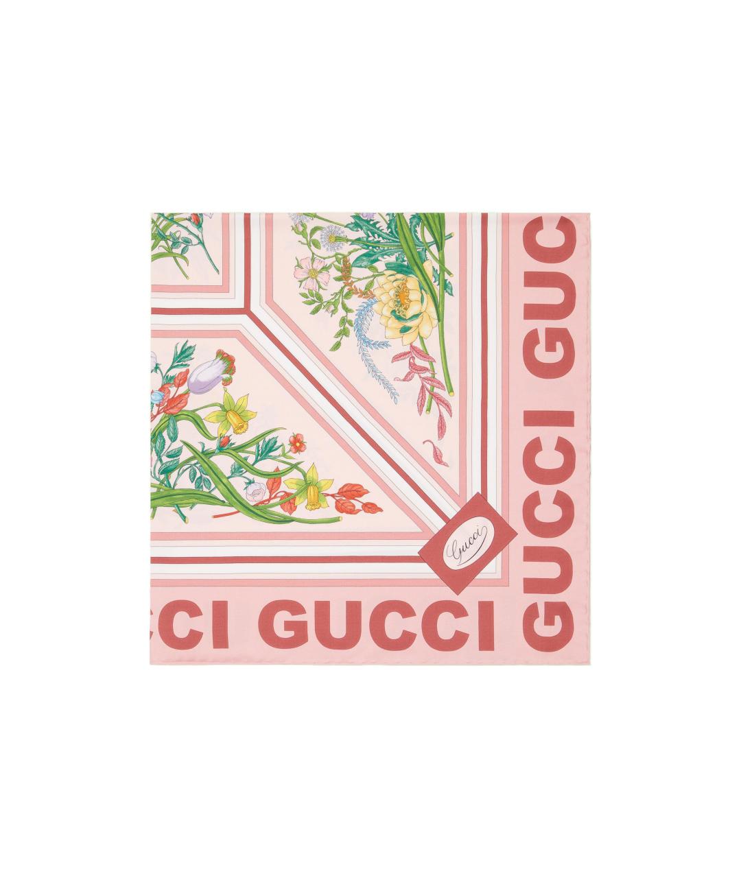GUCCI Розовый шелковый шарф, фото 2