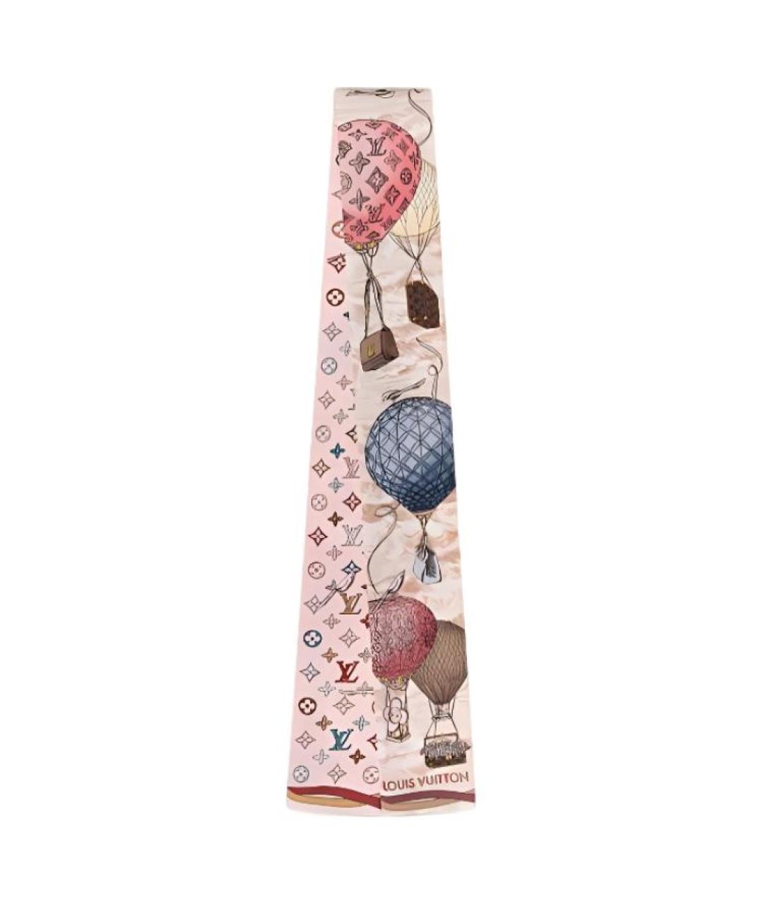 LOUIS VUITTON Розовый шелковый шарф, фото 1