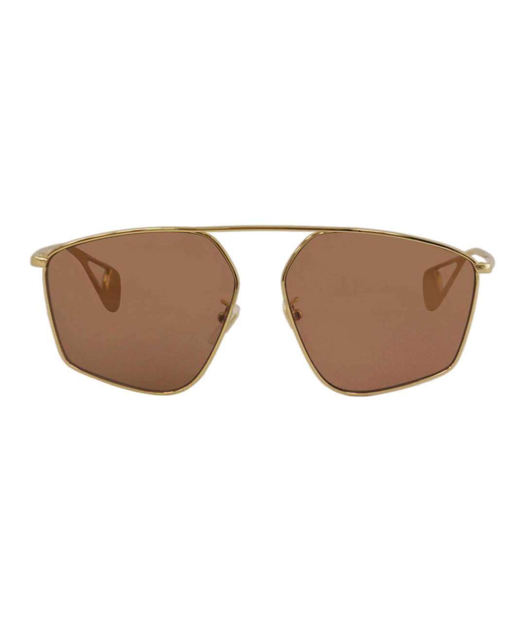 GUCCI Золотые металлические солнцезащитные очки, фото 3