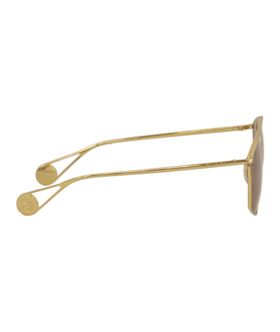 GUCCI Золотые металлические солнцезащитные очки, фото 5
