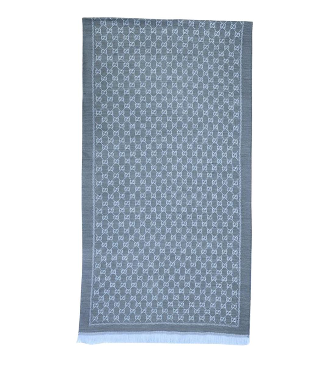 GUCCI Голубой шерстяной шарф, фото 1