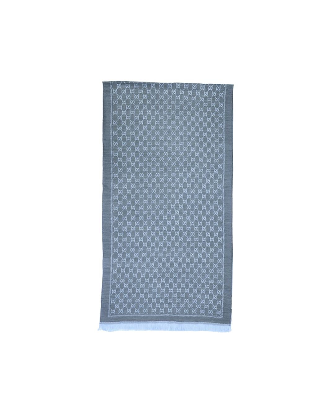 GUCCI Голубой шерстяной шарф, фото 4