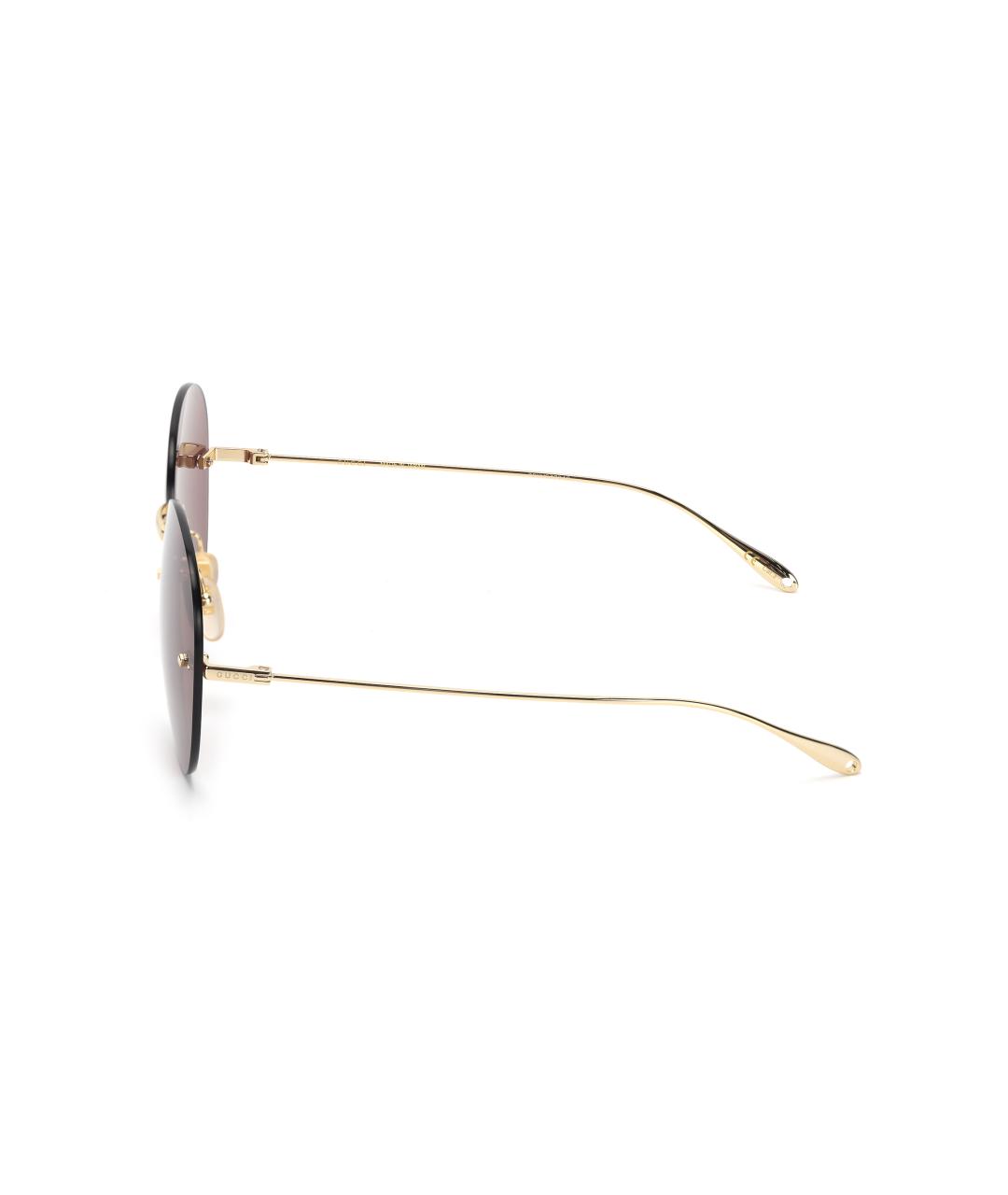 GUCCI Золотые металлические солнцезащитные очки, фото 3