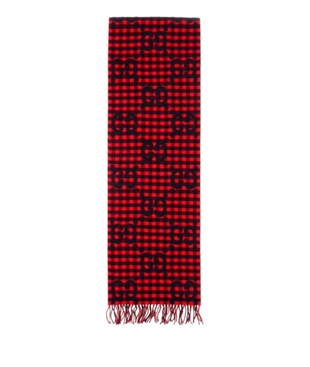 GUCCI Красный шерстяной шарф, фото 1