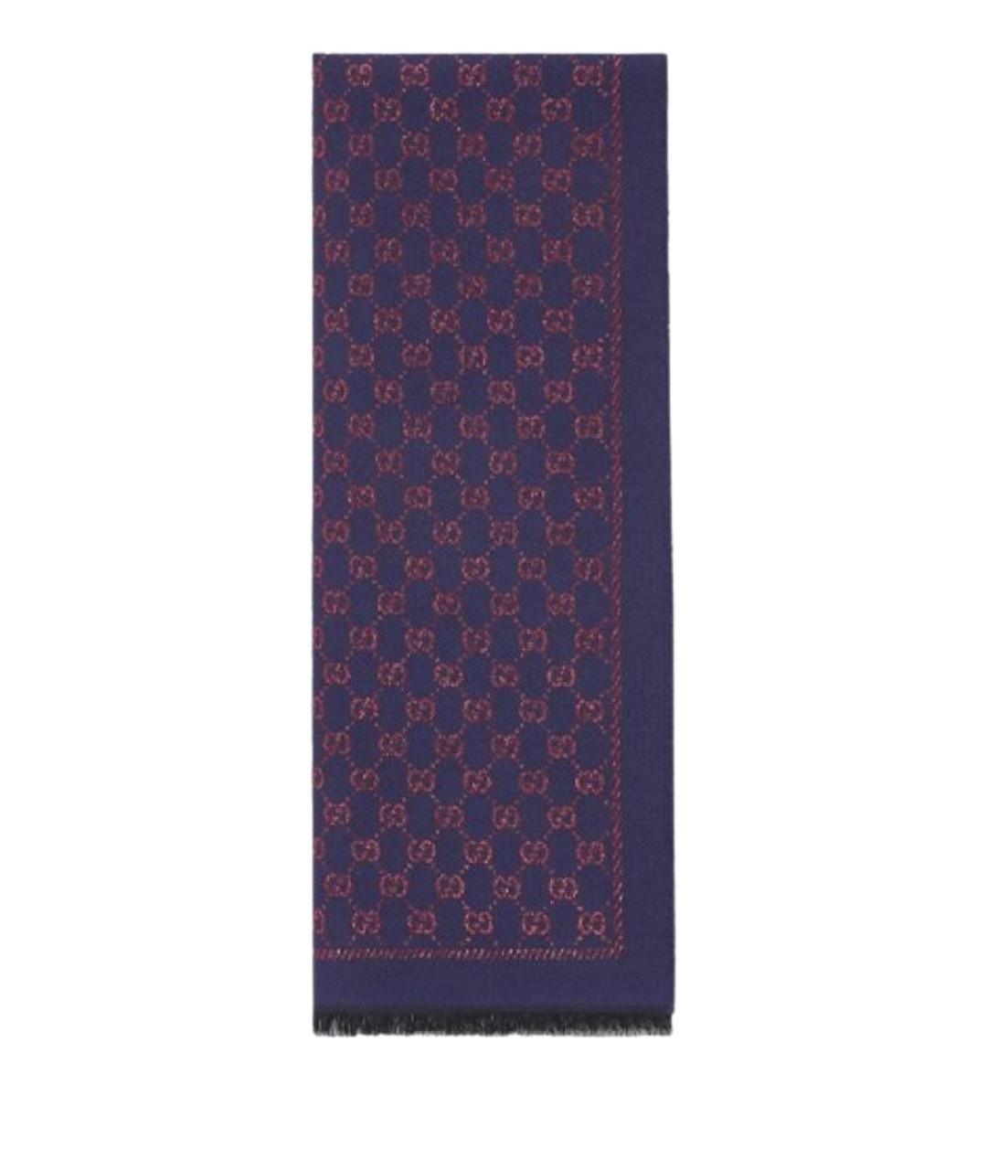 GUCCI Синий шерстяной шарф, фото 1