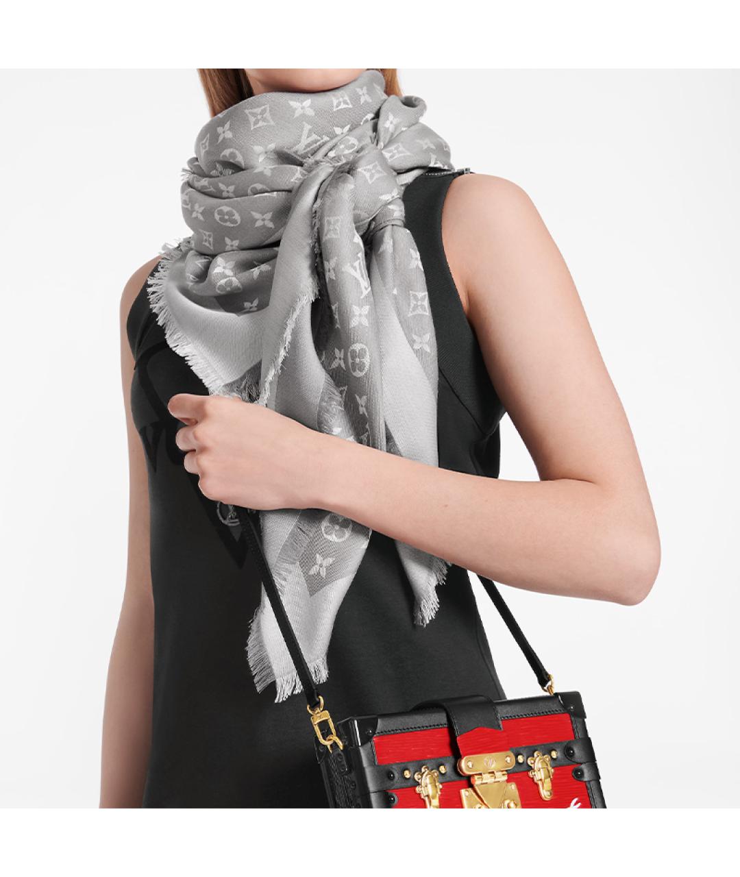 LOUIS VUITTON Серый шарф, фото 3