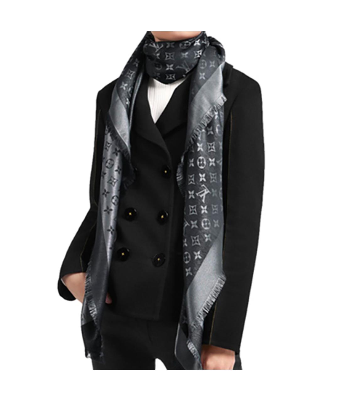 LOUIS VUITTON Черный шарф, фото 3