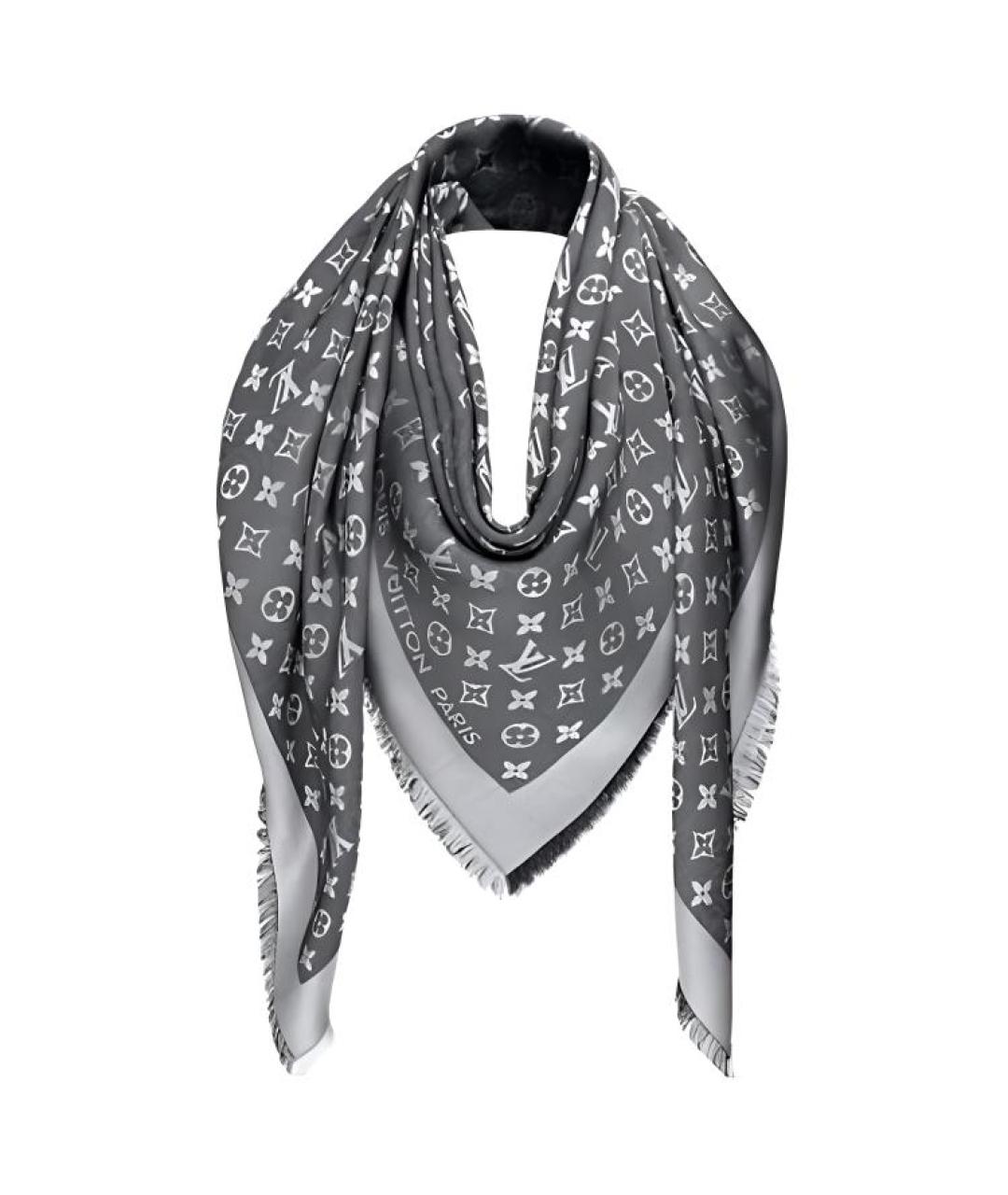LOUIS VUITTON Черный шерстяной шарф, фото 1