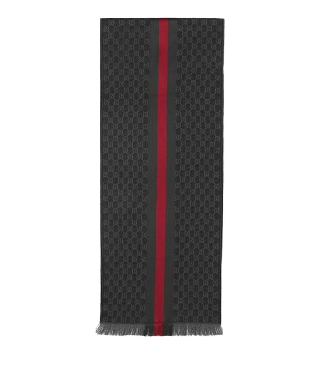 GUCCI Серый шерстяной шарф, фото 1